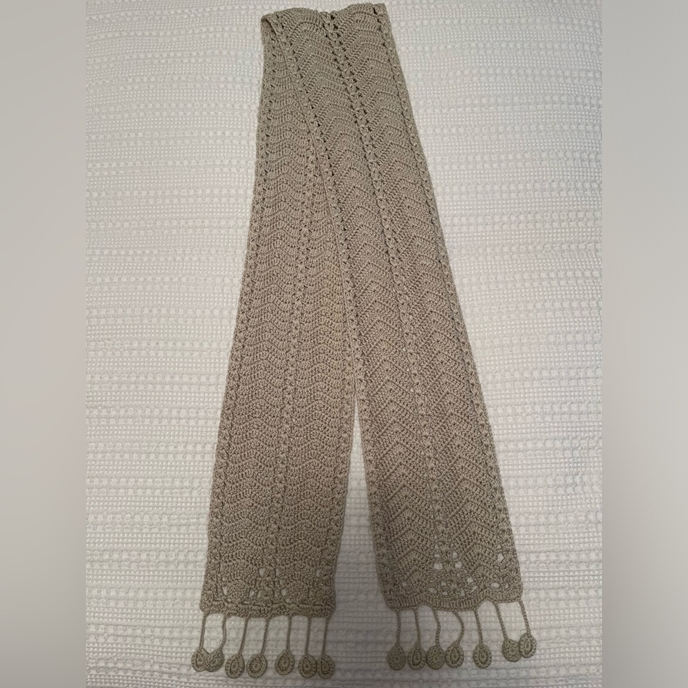 J.Crew Women’s Vintage Crochet 100% Cotton Scarf Y2K Bone Color